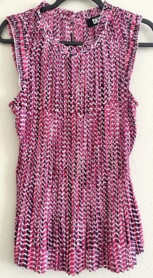 DKNY Woven Top Blouse Shirt Career Pleated Sleeveless Hot Pink Purple Size XL - Image 1 of 4