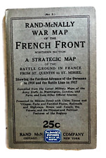 WWI 1917 Rand McNally War Map Western Battle Front In Europe Germans #2