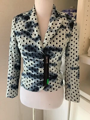 Blazer Custo Barcelona, ​​talla 36, tinte azul corbata, ojal, cremallera frontal, mezclilla Foto 1 de 4