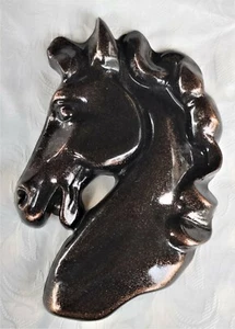 LOVELY VINTAGE MOULDED BRONZE FLECK RESIN HORSE HEAD BUST WALL HANGING - Bild 1 von 5