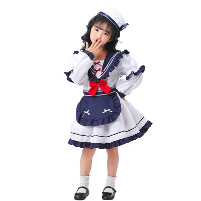 Juegos con disfraces para niños marinero princesa niña uniformes azul marino conjunto de fiesta de Halloween Foto 1 de 4