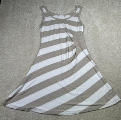 Calvin Klein Womens Size 12 Brown & White Striped Tank Dress Summer - Image 1 of 4