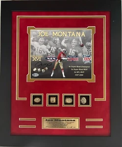 Joe Montana autographed photo Super Bowl Champion Rings Frame Beckett Aithentic - Picture 1 of 1
