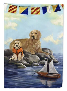 Golden Retriever Beach Sailboat Flag Canvas House Size  28x40 Inches New - Picture 1 of 2