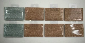 Lot Of 8 Smooth Glitter Shiny Cardholders Rose Gold & Turquoise Vegan Material - Picture 1 of 7