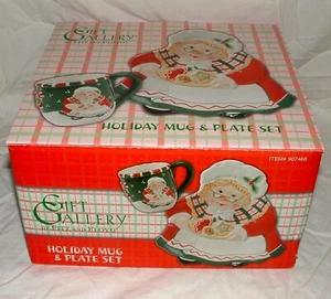 FITZ & FLOYD GIFT GALLERY MRS. SANTA CLAUS HOLIDAY MUG & PLATE SET NEW IN BOX - Picture 1 of 4