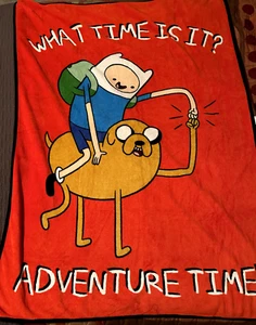Used Cartoon Network Adventure Time Fleece Blanket “Bro Hug” Finn and Jake (Red) - Picture 1 of 1
