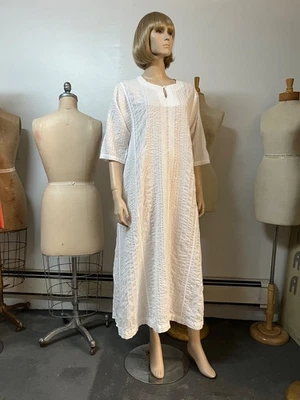 1990-е винтажные J Peterman заколка Tuck совершенство кафтан ночная рубашка халат бюст до 42 - Изображение 1 из 4