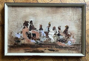 Post war - Figurative painting - Research Req - Signed - Very interesting ! - Picture 1 of 19