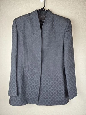 Chaqueta Blazer Zanella Giselle 14 Gris Acolchada Diamante Seda Lana Hecha en Italia Foto 1 de 4
