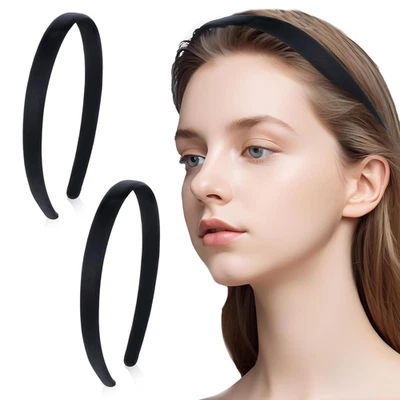 2 piezas diademas de terciopelo negro para mujer antideslizantes acolchadas bandas para el cabello suaves de moda Foto 1 de 4