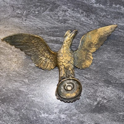 Vintage Old Brass ? Eagle Architectural Finial Flag Pole Topper Left Facing 11” - Image 1 of 4
