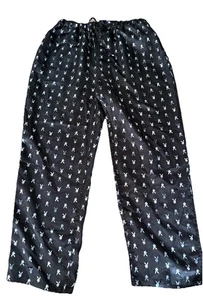 PLAYBOY Satin Bunny Logo Pajama Pants Size Large - Picture 1 of 13