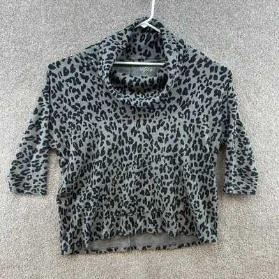 Suéter feminino Style & Co. tamanho 3X cinza estampa de leopardo manga longa pulôver - Imagem 1 de 4