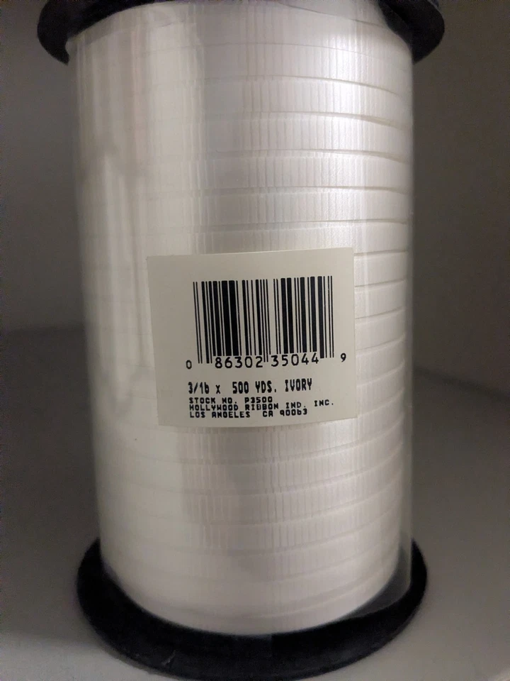 Ivory Curling Ribbon 500 Yards 3/16" Bulk Spool for Florist Balloon Gift Wrap - Image 1 of 1