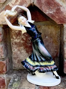 Antique “Lady Flamenco Dancer” German Porcelain Art Deco Figurine 12” - Picture 1 of 13