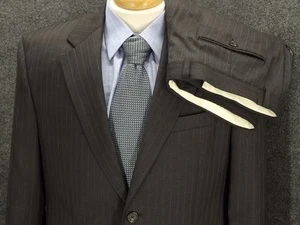 Lauren Ralph Lauren Suit 40R Gray Chalk Stripe Wool 32x30 Pleat Pants 2 Piece - Picture 1 of 17