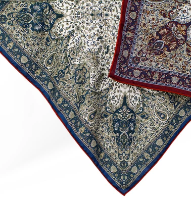 70% Cashmere 30% Silk Square Shawl Scarf 26'' Brown totem Print Neckerchief Wrap - Image 1 of 4