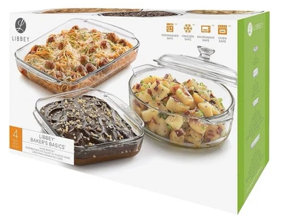 Libbey Baker's Basics 3-Piece Glass Casserole Baking Dish Set with 1 Cover - Image 1 of 3