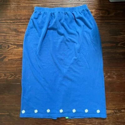 Quacker Factory Womans 2X Skirt Blue Daisy Embroidered Pull On Maxi - Image 1 of 4