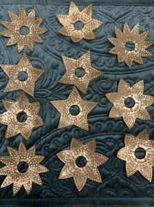 Lot of 11 Christmas Light Reflectors Punched Tin Vintage Star Flower - Picture 1 of 5
