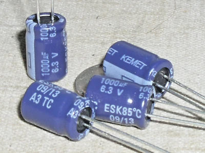 4 KEMET ESK 1000UF 6.3V 1000 MFD 6.3 V RADIAL ELECTROLYTIC CAPACITOR 85*C USA