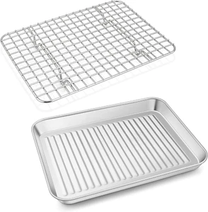 10.5 Inch Toaster Oven Pan Rack Stainless Steel Baking Toaster Oven Tray Cooking - Picture 1 of 7
