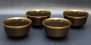 Dessert ~Fruit Bowls ~ Rice Bowls  4.5x2.5" ~ Campomarino 4pc Charcoal/Gold Trim - Picture 1 of 3