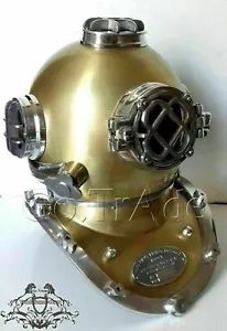 Casco subacqueo vintage antico US Navy acciaio massiccio e alluminio nuovo - Foto 1 di 4