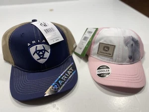NEW Lot Of 2 Hats Ariat & John Deere Child Hat - Adjustable Hats Free Ship - Picture 1 of 3