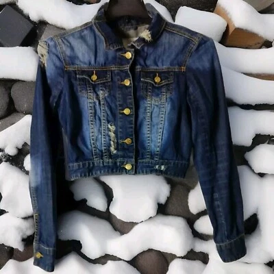 Chaqueta Denim Nicki Minaj Talla Pequeña Hip Hop Con Estrás Dorado Foto 1 de 4