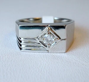 0.18 ct Round Natural Diamond GH/I-2 14K White Gold Gents Ring Was $1,995 Video - Picture 1 of 12