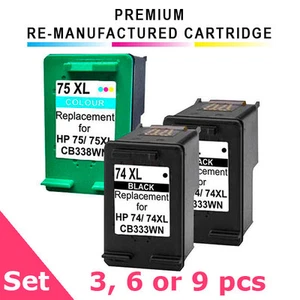 Ausjet remanufactured 3-Set Ink Cartridge alt. for HP 74XL + 75XL - Picture 1 of 5
