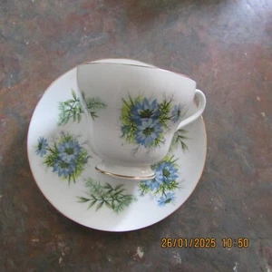 Vintage Shelley Small Cup and Saucer Blue Corn Flowers Pattern - Picture 1 of 12