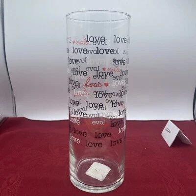 Libbey Glass 9.5" Vase Valentines Heart Love - 3.25" Diameter - - Image 1 of 4