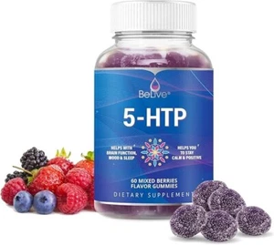 BeLive 5 - HTP Brain Mood Sleep Mixed Berry Flavor 60 Gummies EXP 01/26 - Picture 1 of 2