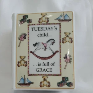 Royal Worcester, First Edition Ceramic Savings Book Tuesday's Child Bank No Stop - Picture 1 of 8