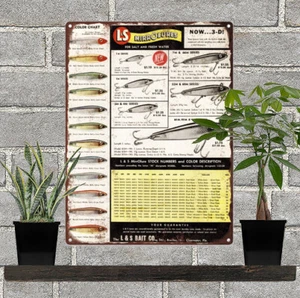 1956 L und S L&S Mirrolure Angelköder Männerhöhle Blechschild Repro 9x12" 60391 - Bild 1 von 1