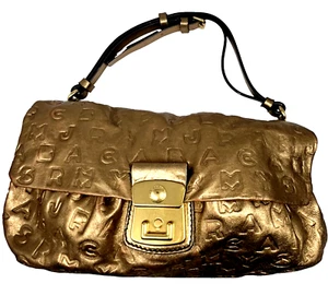 Marc By Marc Jacobs Bronze Embossed Leather Dreamy Logo Linda Clutch - Picture 1 of 4
