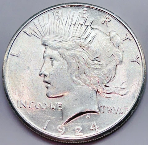 1924-S AU/UNC Peace Silver Dollar RD 662 Cover