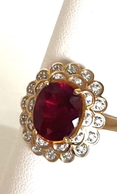 ANEL DE OURO AMARELO 18K TURMALINA E DIAMANTE RUBELLITE - Imagem 1 de 4