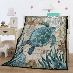 All Season Ocean Turtle Blanket Single Size Coverlet Sofa Throw Rug 150 x 200cm - Picture 1 of 6