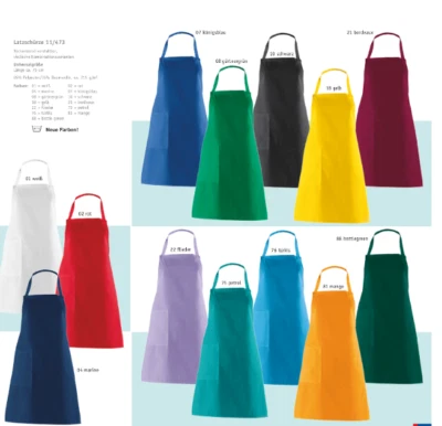LEIBER W11/473 Latzschürze Kochschürze Küchenschürze Schürze Vorstecker 75cm farbig