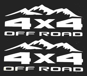 2 NEW WHITE 4X4 OFF ROAD MOUNTAIN DECAL STICKER TRUCK FORD CHEVY DODGE TOYOTA - Picture 1 of 7