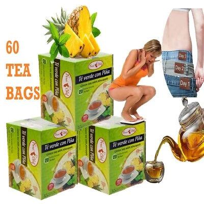 Té Verde Sabor Piña 20 unidades Paquete de 3 Total 60 Bolsas Desintoxicación Te 4 U Foto 1 de 4