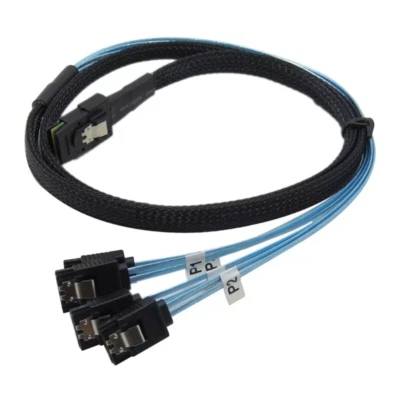 1m 3.3Ft Mini SAS 4i SFF-8087 36 Pin Male to 4 SATA 7-Pin Splitter Adapter Cable - Image 1 of 4