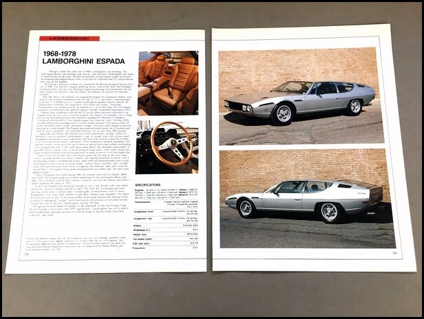 Lamborghini Espada Car Review Print Article with Specs 1969 1970 1974 1975 P240 Foto 1 de 1