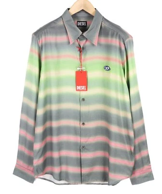 DIESEL S-Tucker-Stripe MEN Shirt XL Patterned RRP€150 Spread Neck - Image 1 of 4