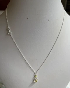 16" 925 Silver Trace Chain with 6mm Bezel Set Peridot Gem & Bead Pendant - Picture 1 of 5