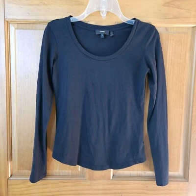 Camiseta Theory Basic Negra Manga Larga Mujer XS Cápsula Minimalista Informal Foto 1 de 4